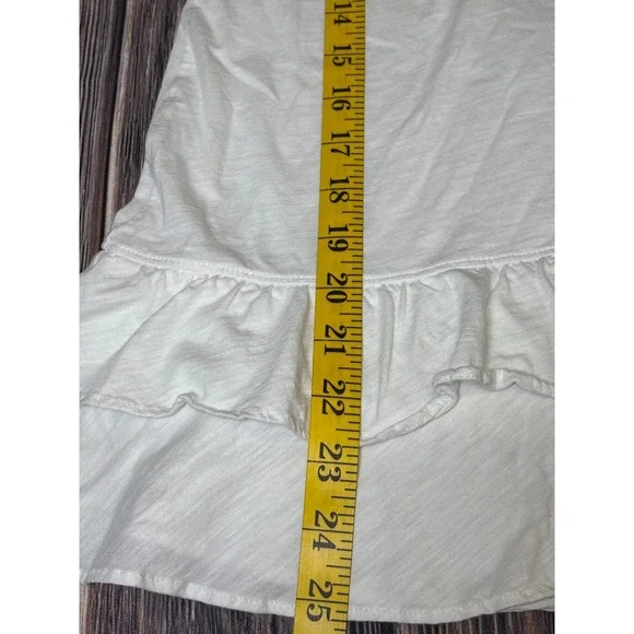 Lilly Pulitzer T Shirt Womens M White Pima Cotton Ruffle Hem V Neck Casual - Picture 4 of 12